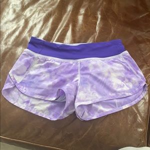 Purple tie dye lululemon shorts